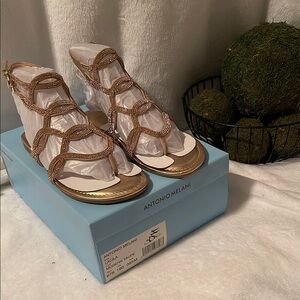Antonio Melani Gold Strappy Sandals